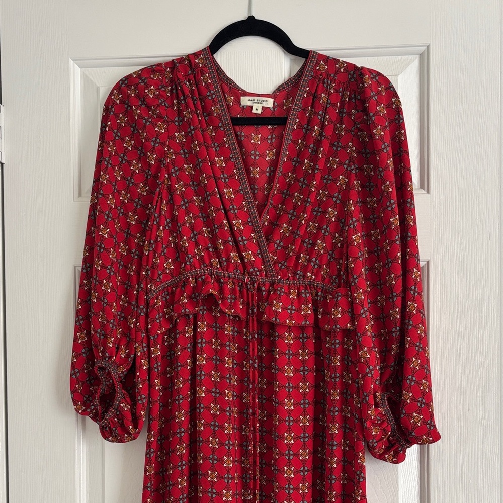 Max Studio Red Boho Goddess Dress